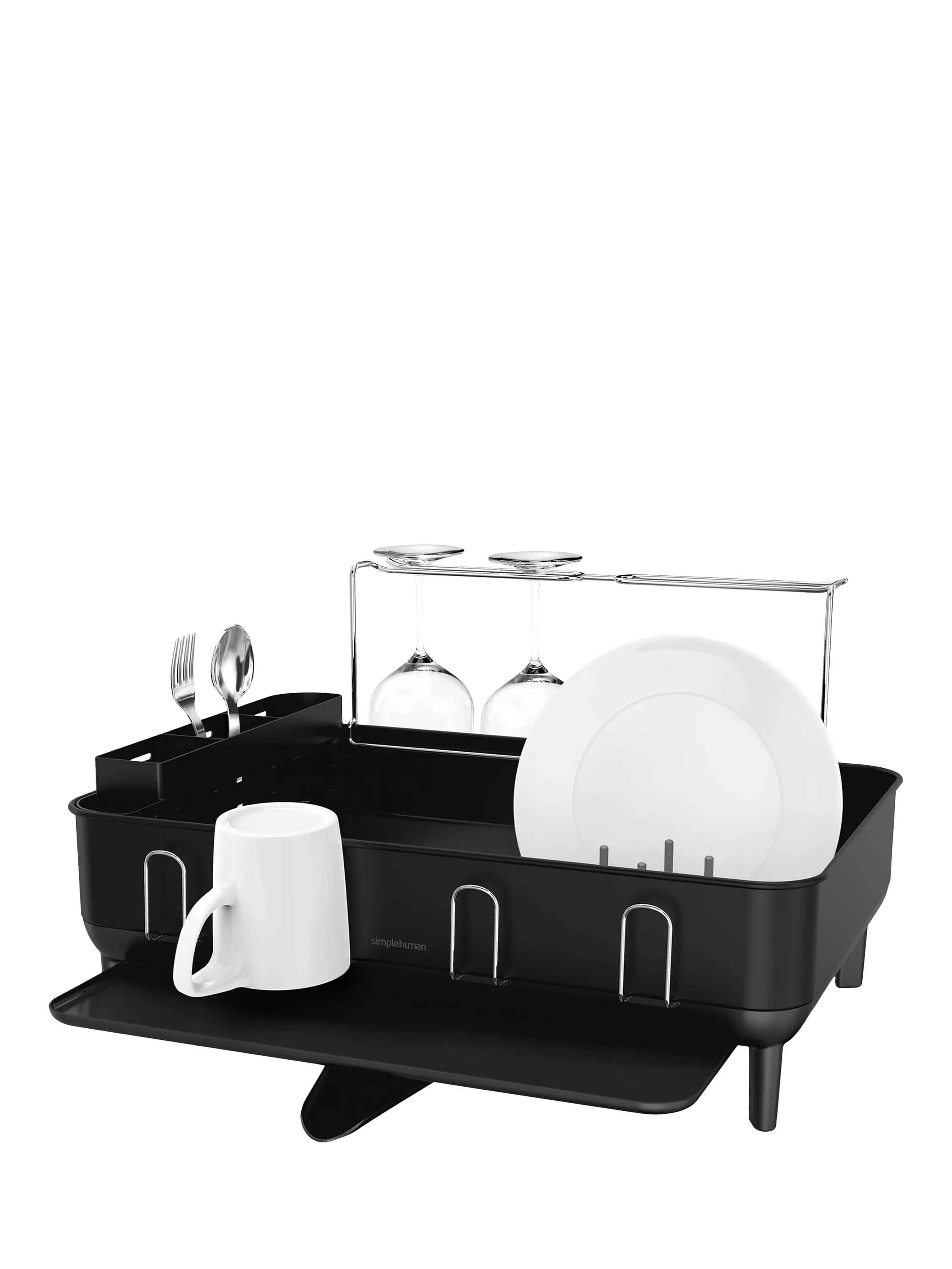 Simplehuman Steel Frame Dish Rack, Matte Black Steel