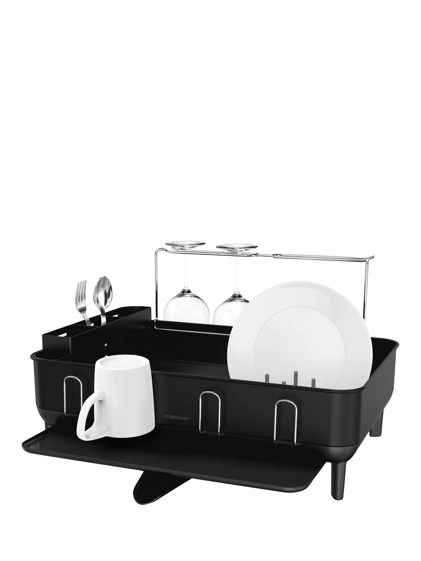 Simplehuman Steel Frame Dish Rack, Matte Black Steel