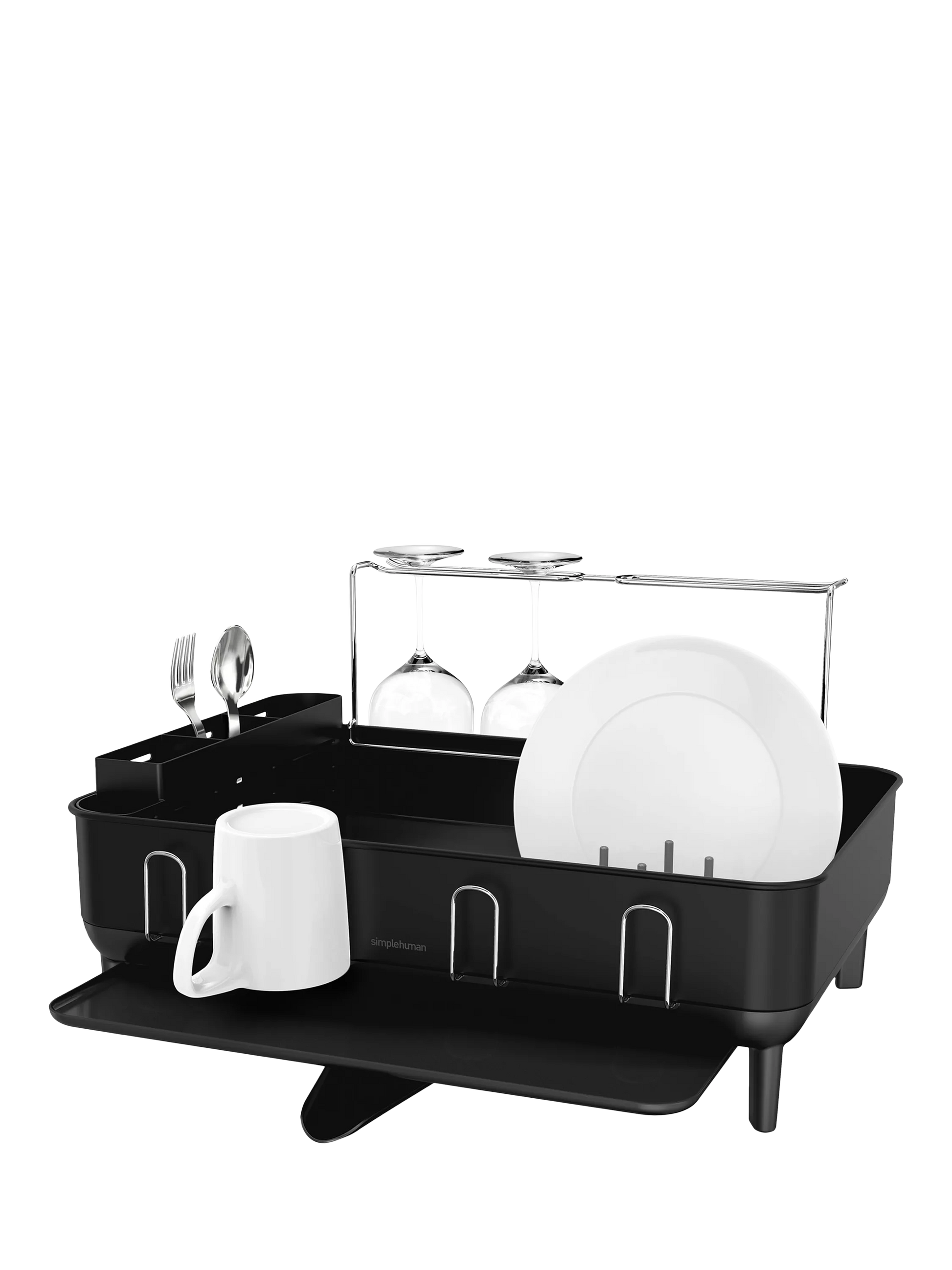 Simplehuman Steel Frame Dish Rack, Matte Black Steel