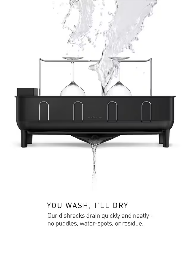 Simplehuman Steel Frame Dish Rack, Matte Black Steel