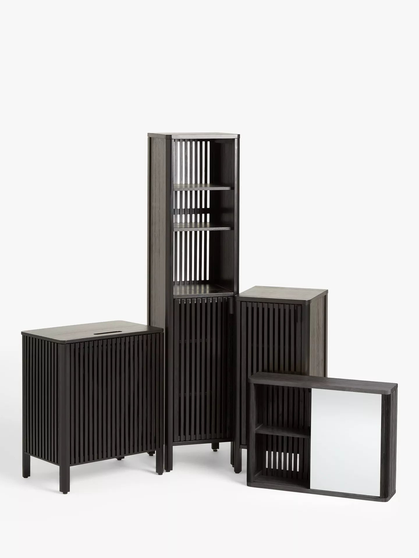 John Lewis Slatted Bathroom Laundry Bin Slate Black