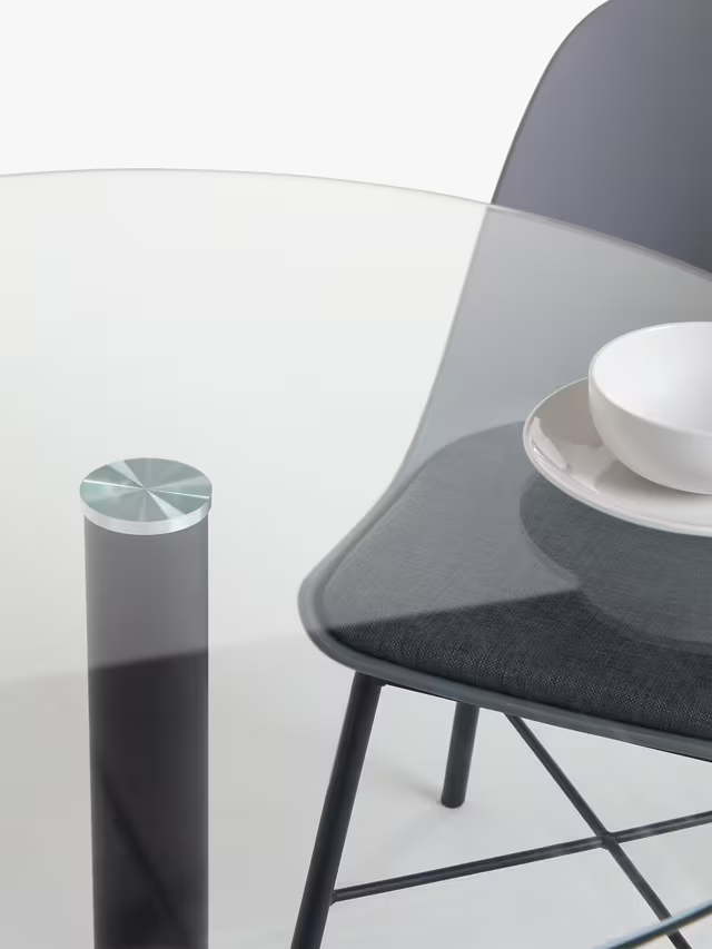 John Lewis Enzo 4 Seater Marble Dining Table, 100cm, Black