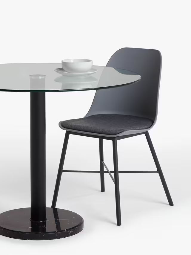 John Lewis Enzo 4 Seater Marble Dining Table, 100cm, Black