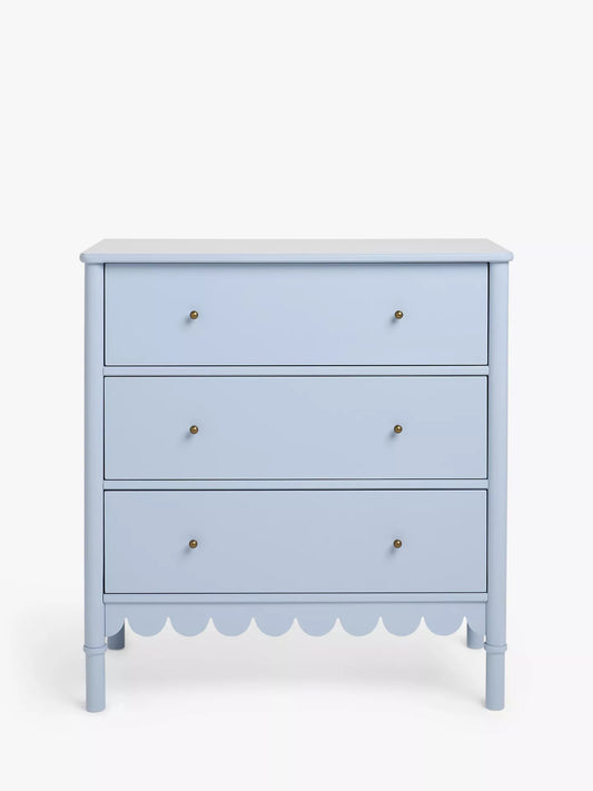 John Lewis ANYDAY Hem 3 Drawer Chest, Light Blue