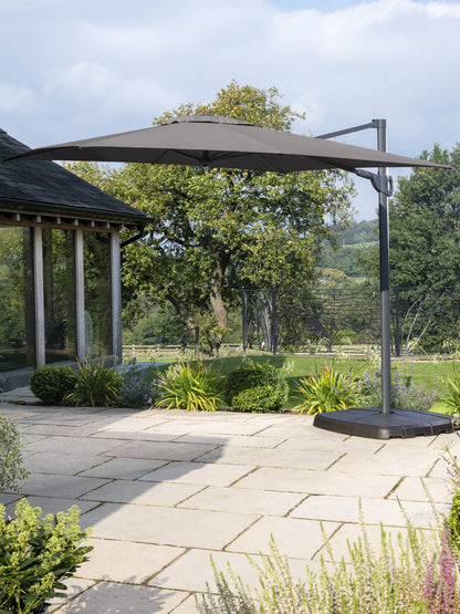 KETTLER Free Arm Square Garden Parasol with Base, 2.5m