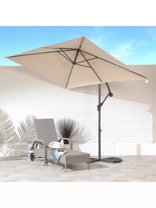Suntime Wind-Up Tilt Rectangular Parasol, 2 x 3m, Ecru
