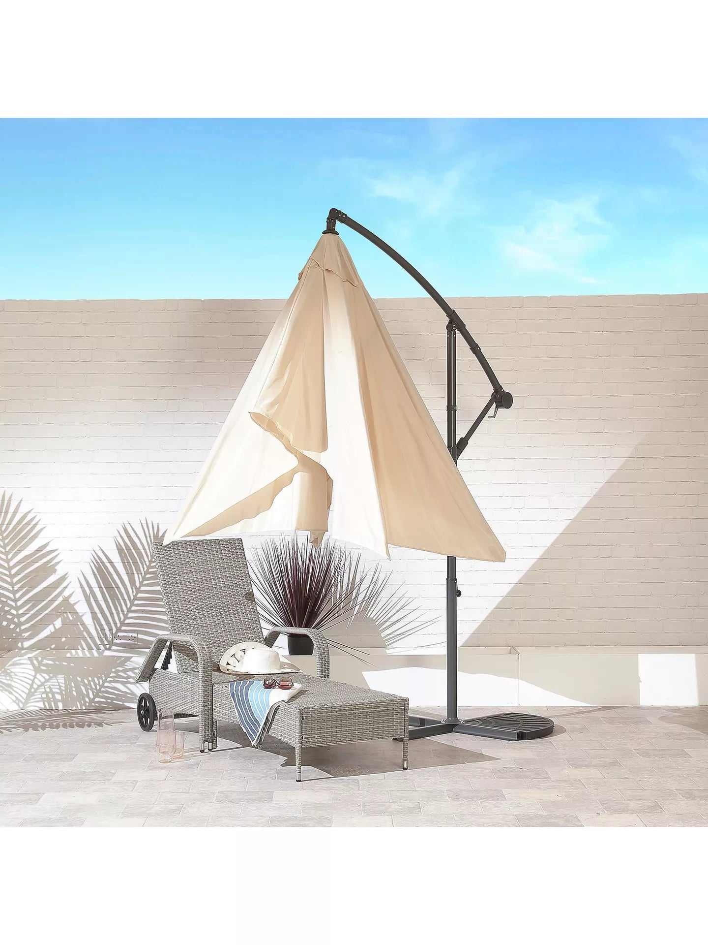 Suntime Wind-Up Tilt Rectangular Parasol, 2 x 3m, Ecru