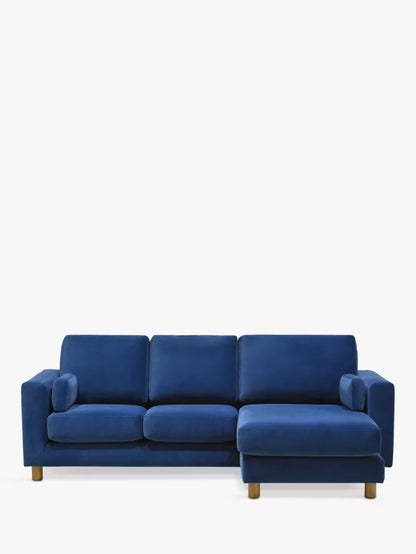 John Lewis Milton RHF Chaise End Sofa, Light Leg, Navy Velvet