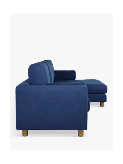 John Lewis Milton RHF Chaise End Sofa, Light Leg, Navy Velvet