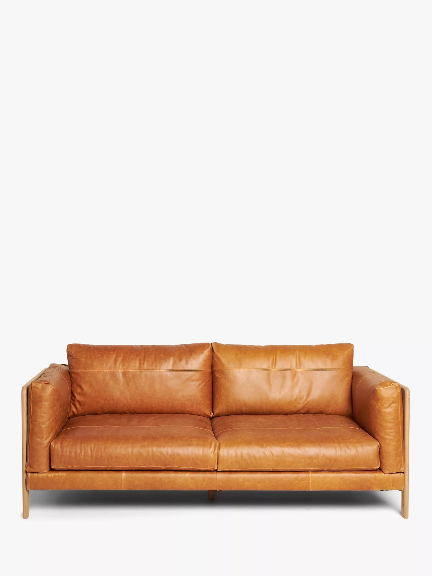 John Lewis Nest Medium 2 Seater Leather Sofa, Light Leg, Butterscotch Leather