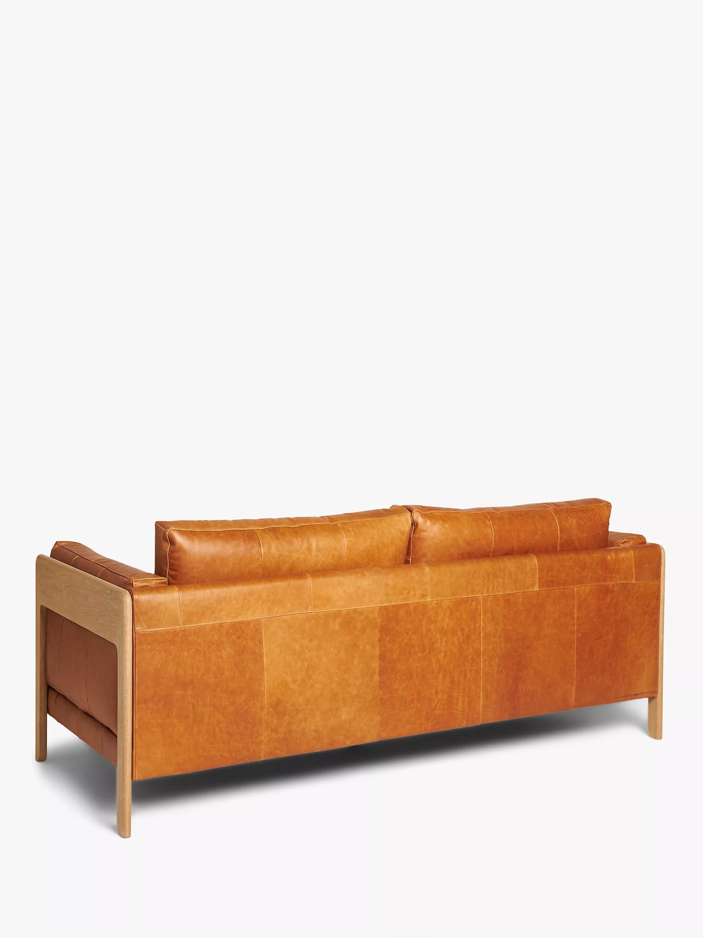 John Lewis Nest Medium 2 Seater Leather Sofa, Light Leg, Butterscotch Leather