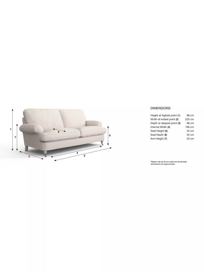 Laura Ashley Beaumaris Large 3 Seater Sofa, Oak Leg, Orla Natural
