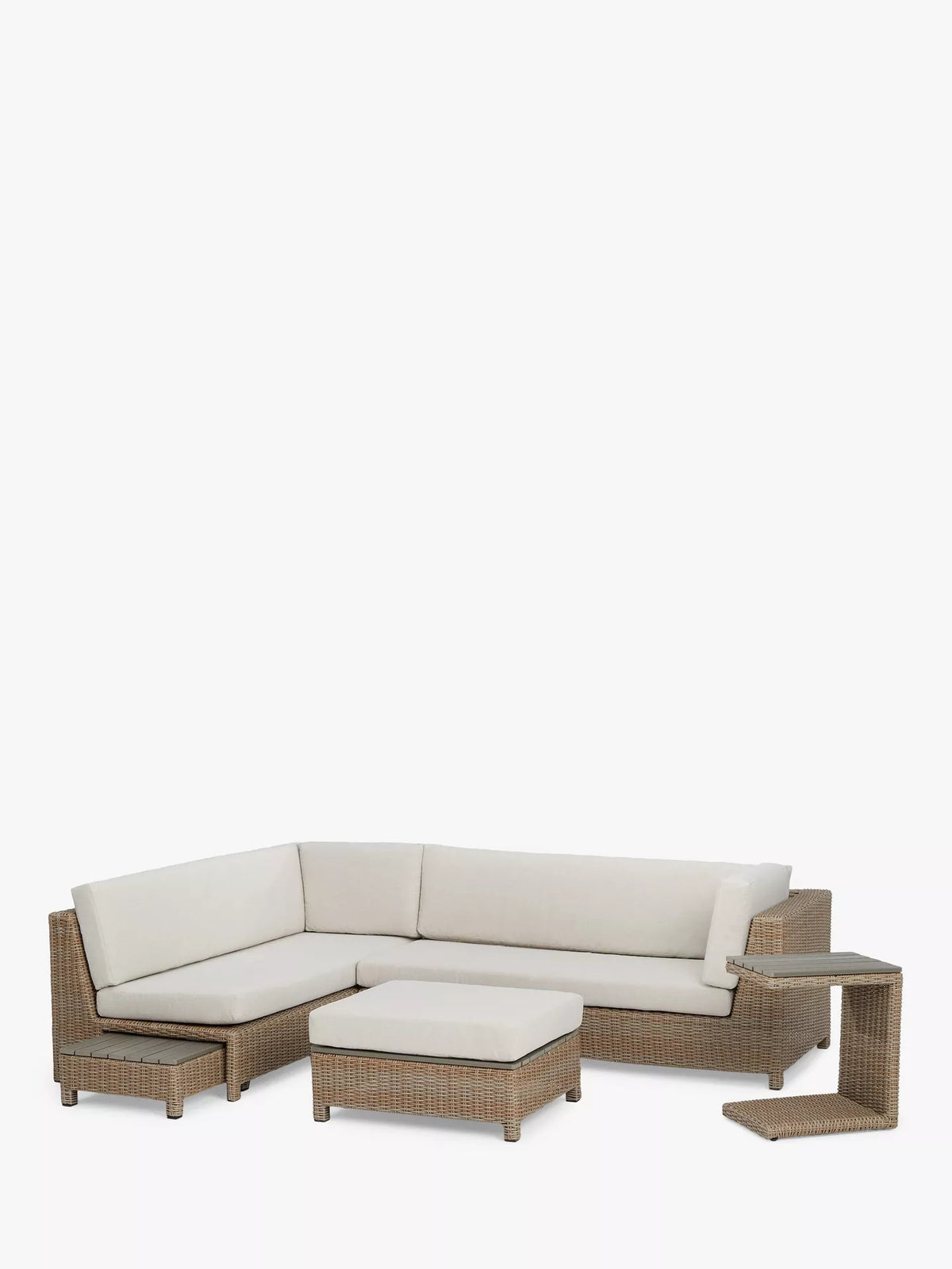 John Lewis Platform Rattan Modular 6-Seater Garden Lounging Set, Natur