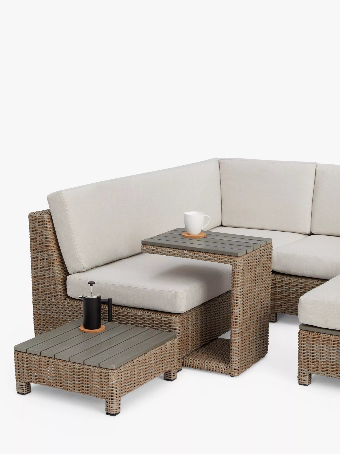 John Lewis Platform Rattan Modular 6-Seater Garden Lounging Set, Natural