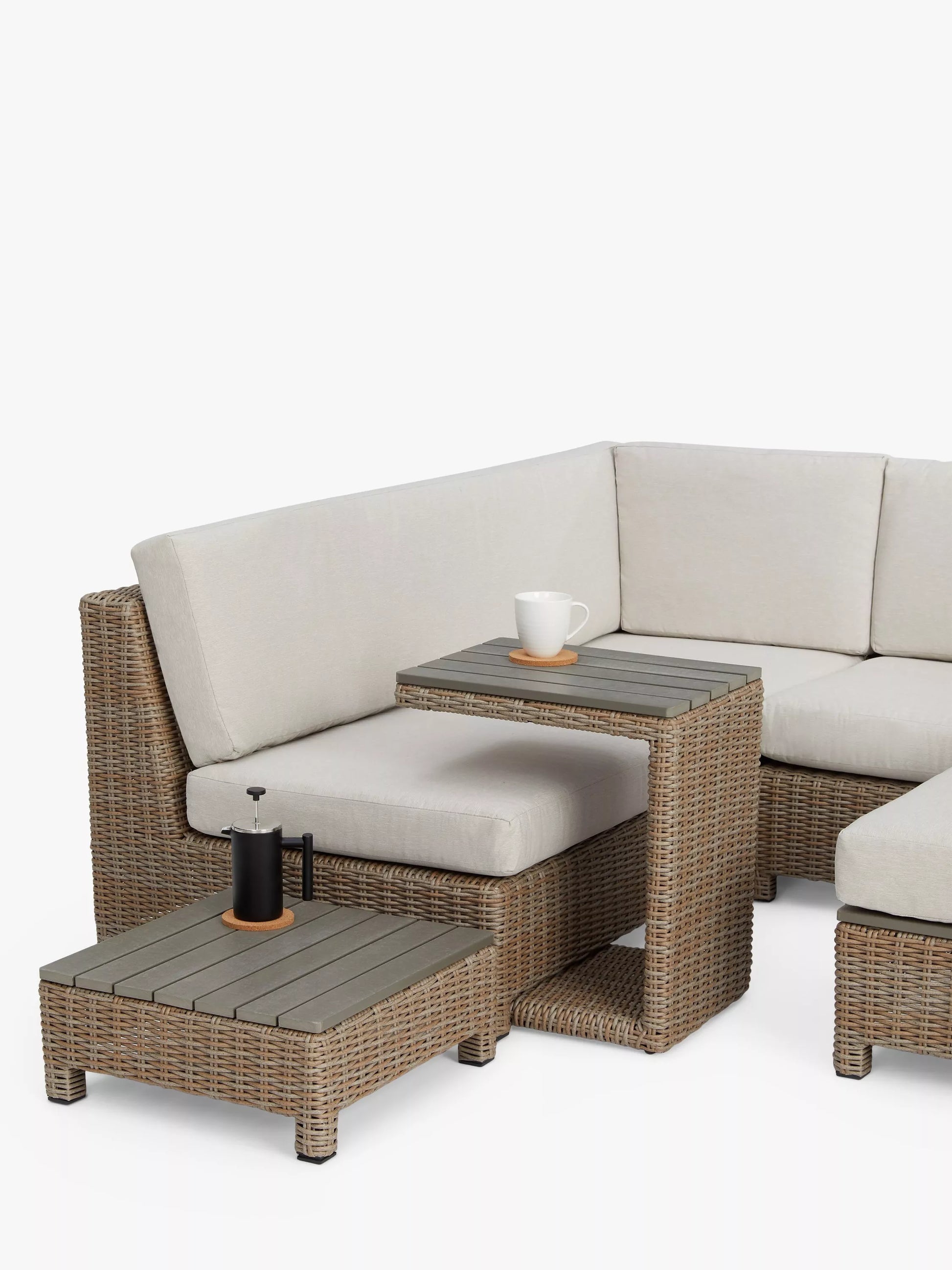 John Lewis Platform Rattan Modular 6-Seater Garden Lounging Set, Natural