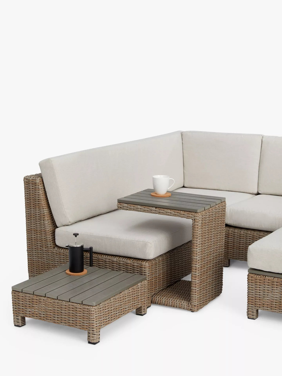 John Lewis Platform Rattan Modular 6-Seater Garden Lounging Set, Natur