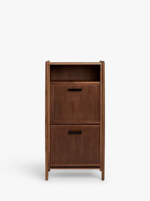 John Lewis Mid Century Shoe Cabinet, 2 Tier, Natural Honey