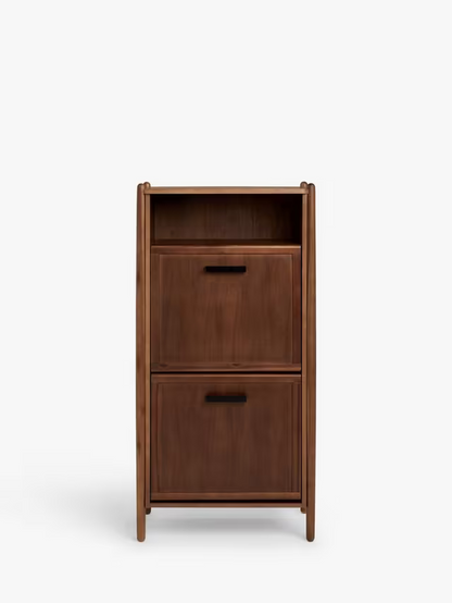 John Lewis Mid Century Shoe Cabinet, 2 Tier, Natural Honey
