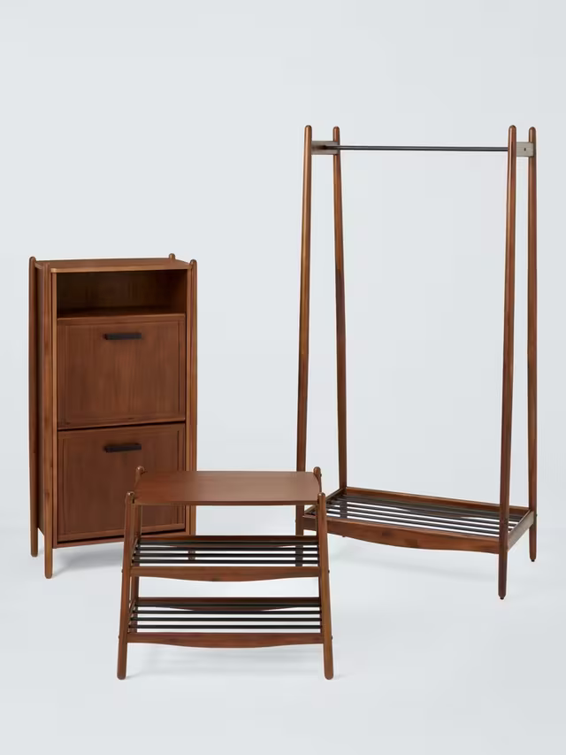 John Lewis Mid Century Shoe Cabinet, 2 Tier, Natural Honey