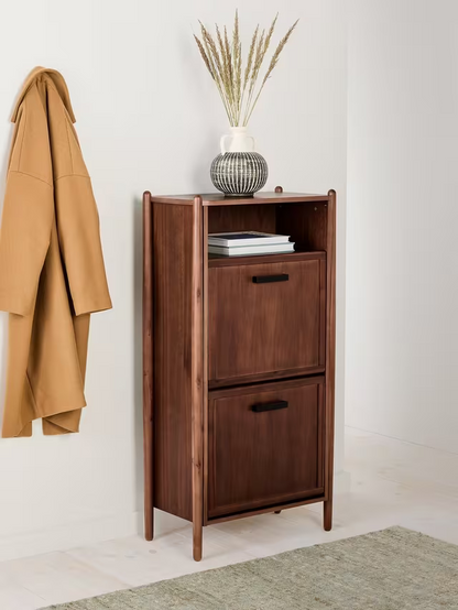 John Lewis Mid Century Shoe Cabinet, 2 Tier, Natural Honey