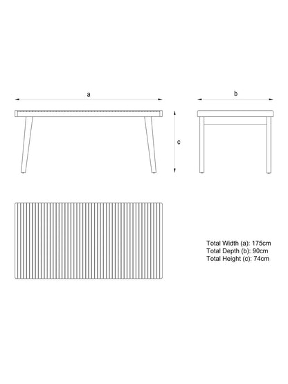 John Lewis Mona Rectangular Garden Dining Table, 175cm (Acacia Wood), Natural