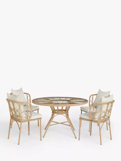 John Lewis Infinity 4-Seater Round Garden Dining Table & Chairs Set, Natural