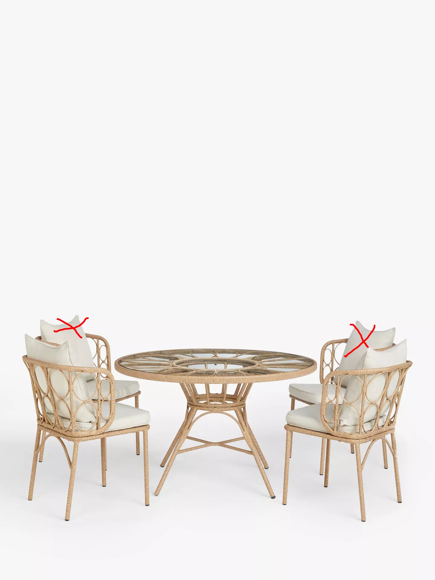 John Lewis Infinity 4-Seater Round Garden Dining Table & Chairs Set, Natural