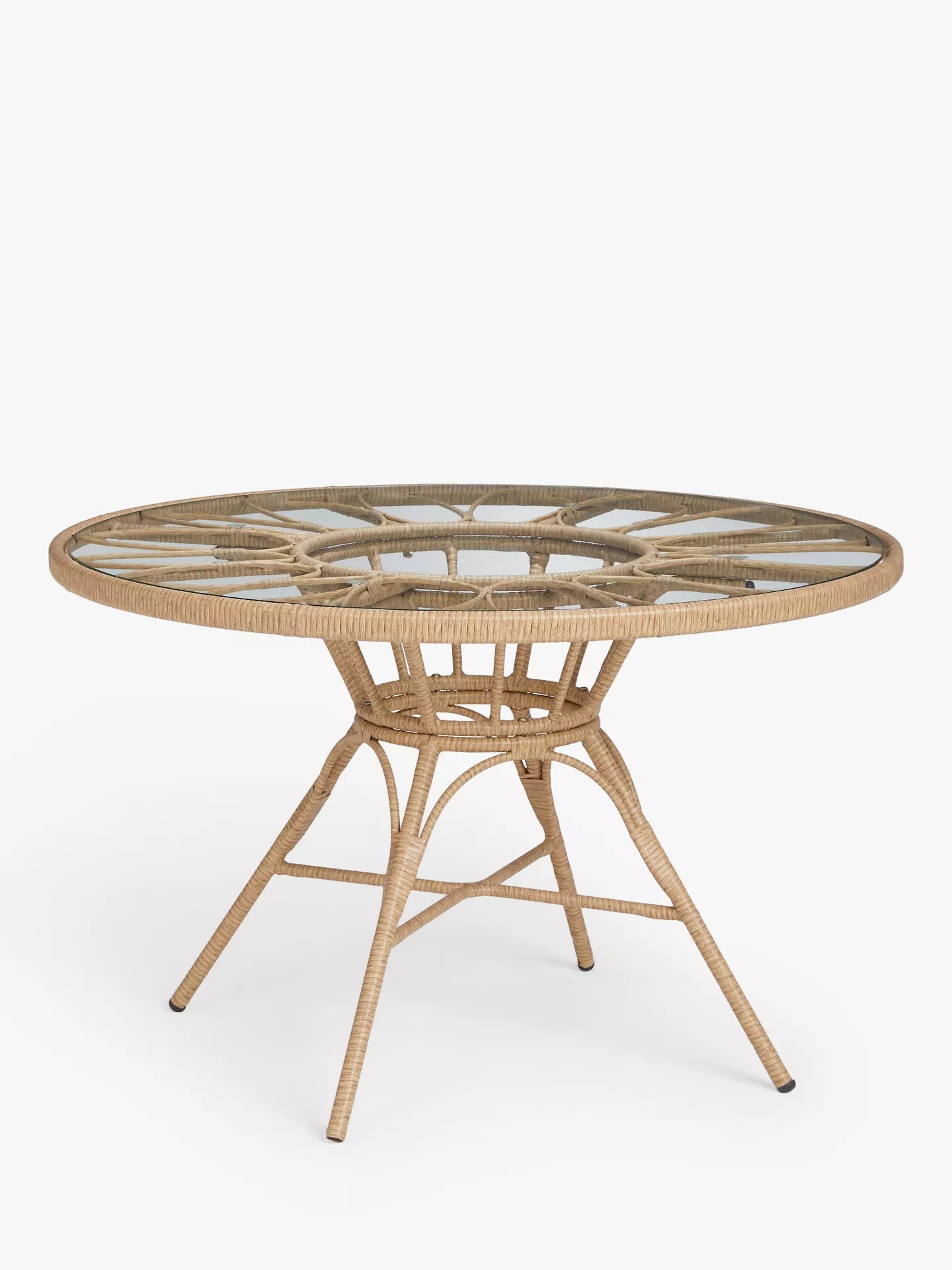 John Lewis Infinity 4-Seater Round Garden Dining Table & Chairs Set, Natural