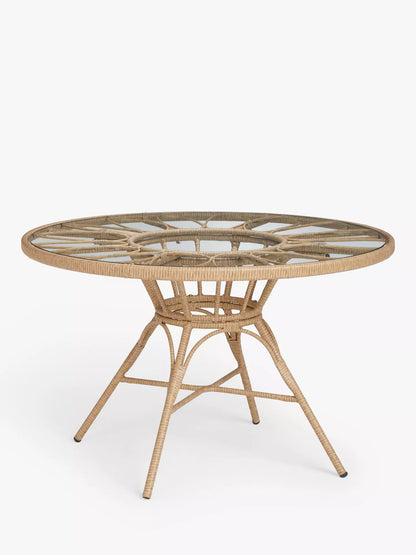 John Lewis Infinity 4-Seater Round Garden Dining Table & Chairs Set, Natural