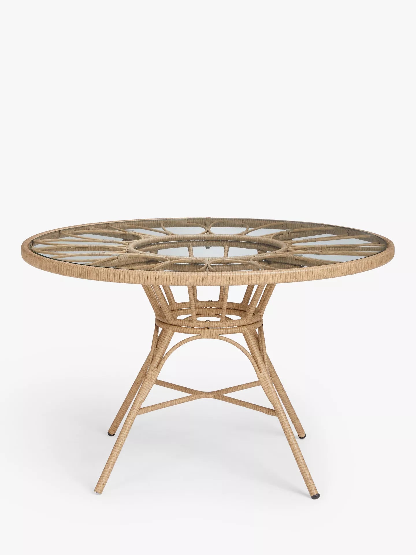 John Lewis Infinity 4-Seater Round Garden Dining Table & Chairs Set, Natural