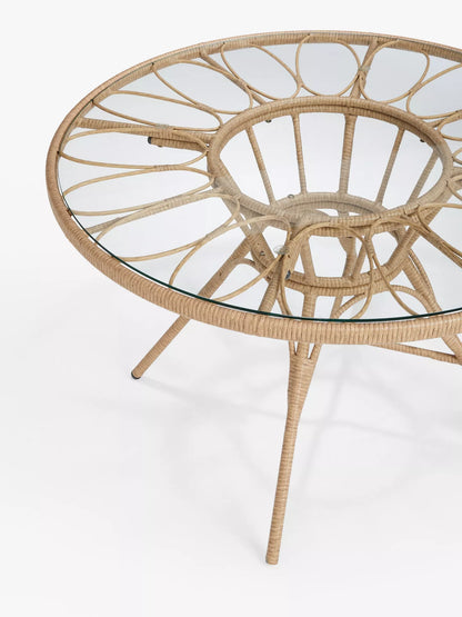 John Lewis Infinity 4-Seater Round Garden Dining Table & Chairs Set, Natural