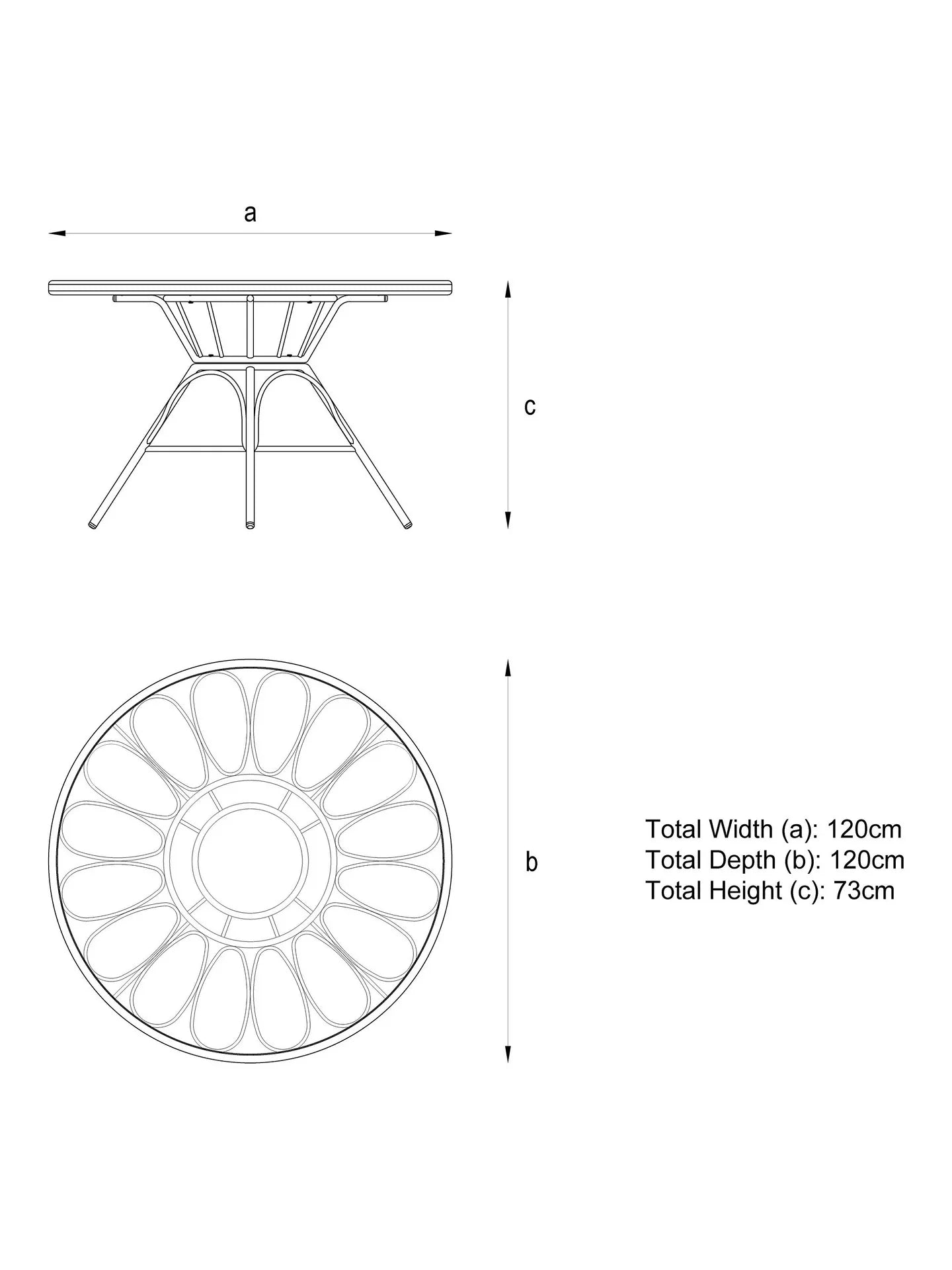 John Lewis Infinity 4-Seater Round Garden Dining Table & Chairs Set, Natural