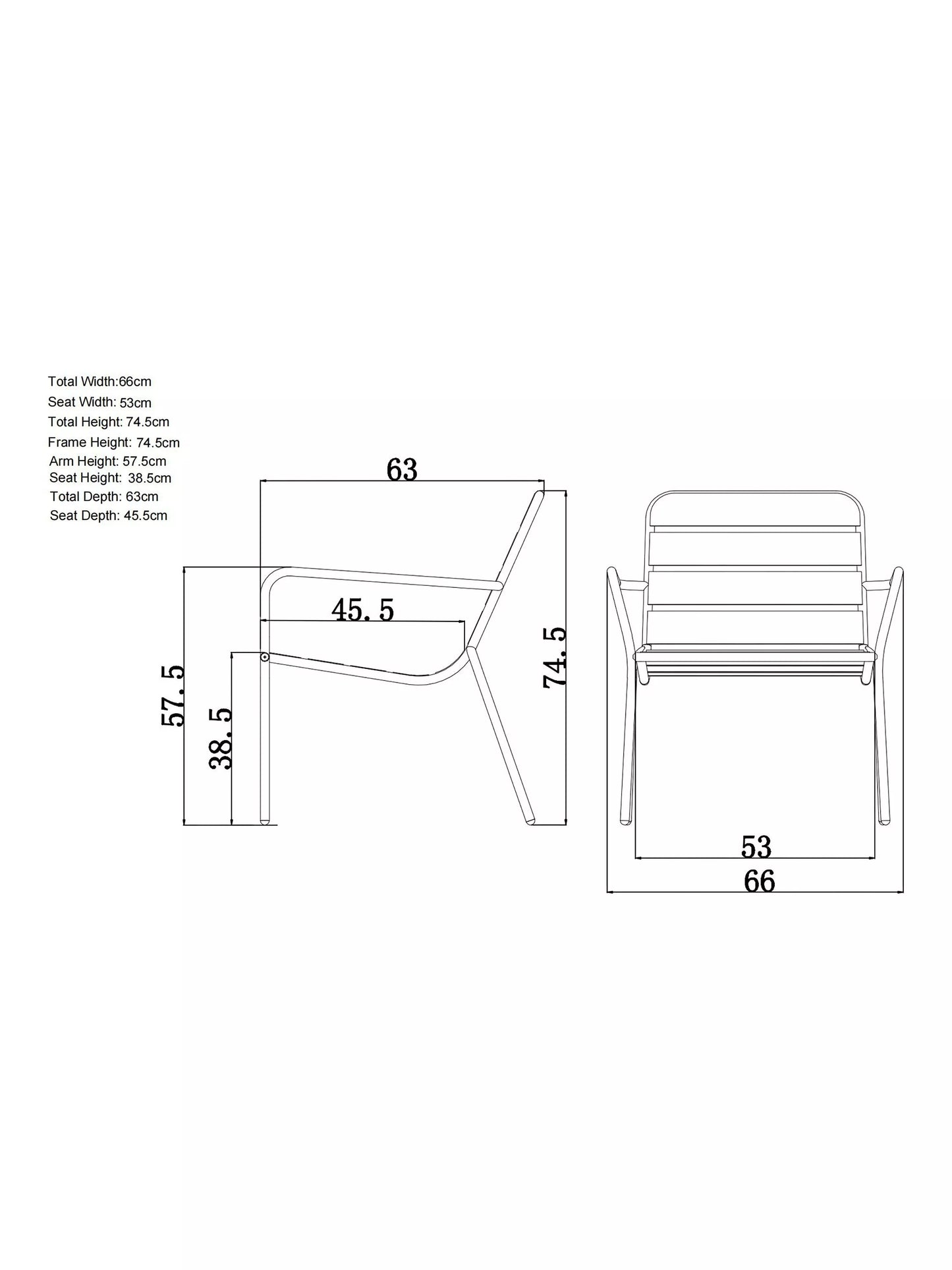 John Lewis ANYDAY Metal Garden Lounge Chair, Steel Set of Two in Grey