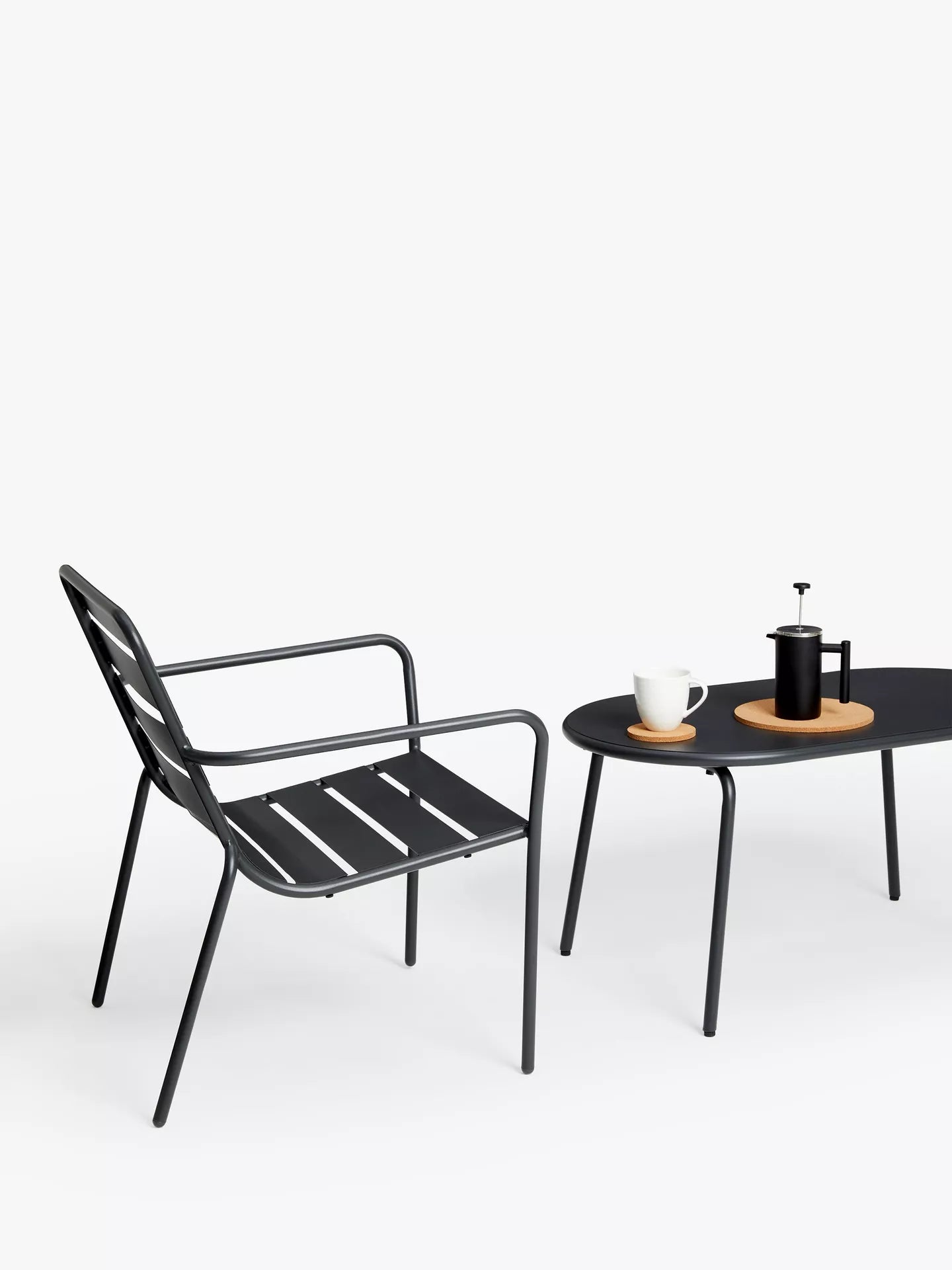 John Lewis Oval Metal Garden Coffee Table, 90cm, Steel