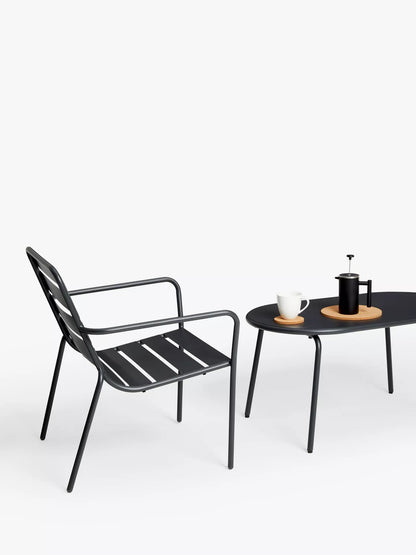 John Lewis Oval Metal Garden Coffee Table, 90cm, Steel