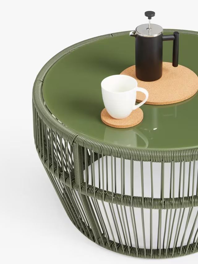 John Lewis Salsa Round Garden Coffee Table, 70cm, Avocado Green