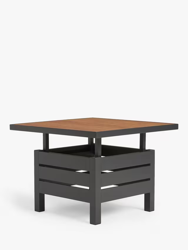 John Lewis Platform Height-Adjustable Square Garden Dining Table, 81cm, Grey