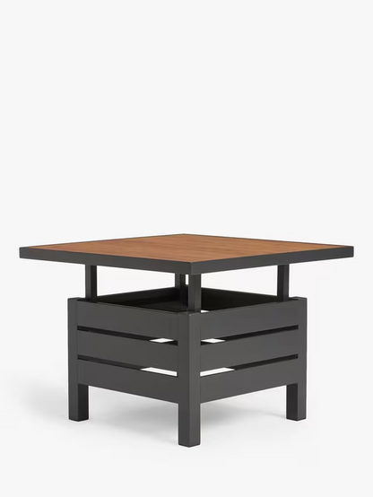 John Lewis Platform Height-Adjustable Square Garden Dining Table, 81cm, Grey