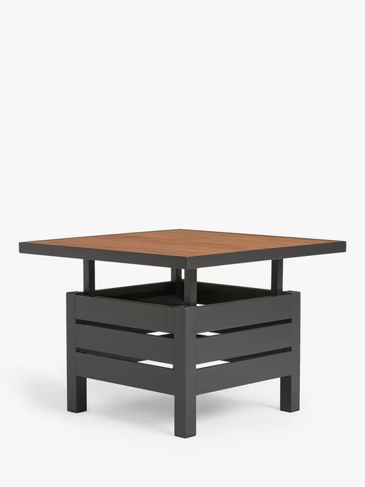 John Lewis Platform Height-Adjustable Square Garden Dining Table, 81cm, Grey