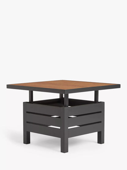 John Lewis Platform Height-Adjustable Square Garden Dining Table, 81cm, Grey