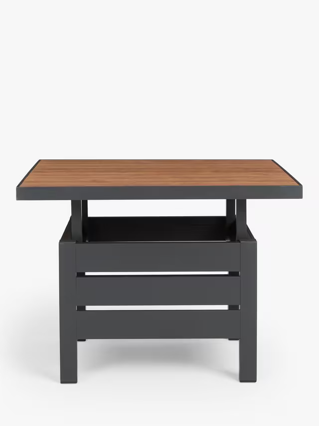 John Lewis Platform Height-Adjustable Square Garden Dining Table, 81cm, Grey