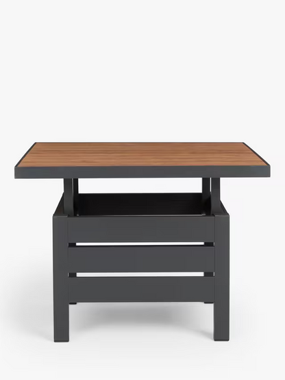 John Lewis Platform Height-Adjustable Square Garden Dining Table, 81cm, Grey