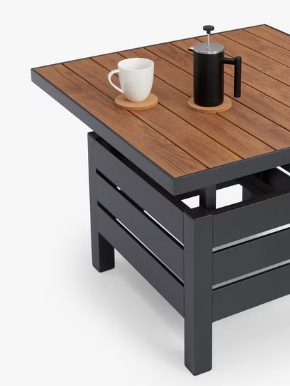 John Lewis Platform Height-Adjustable Square Garden Dining Table, 81cm, Grey