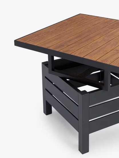 John Lewis Platform Height-Adjustable Square Garden Dining Table, 81cm, Grey