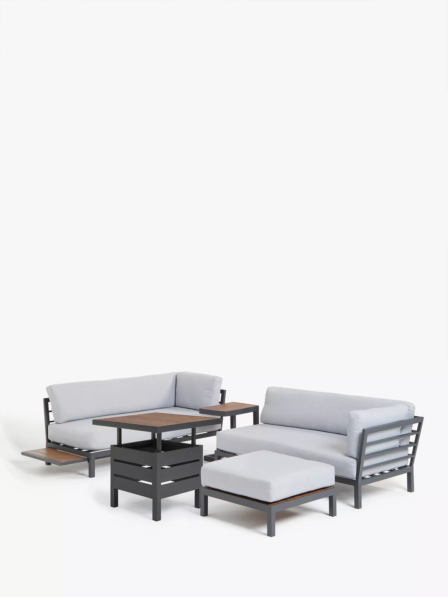 John Lewis Platform Height-Adjustable Square Garden Dining Table, 81cm, Grey