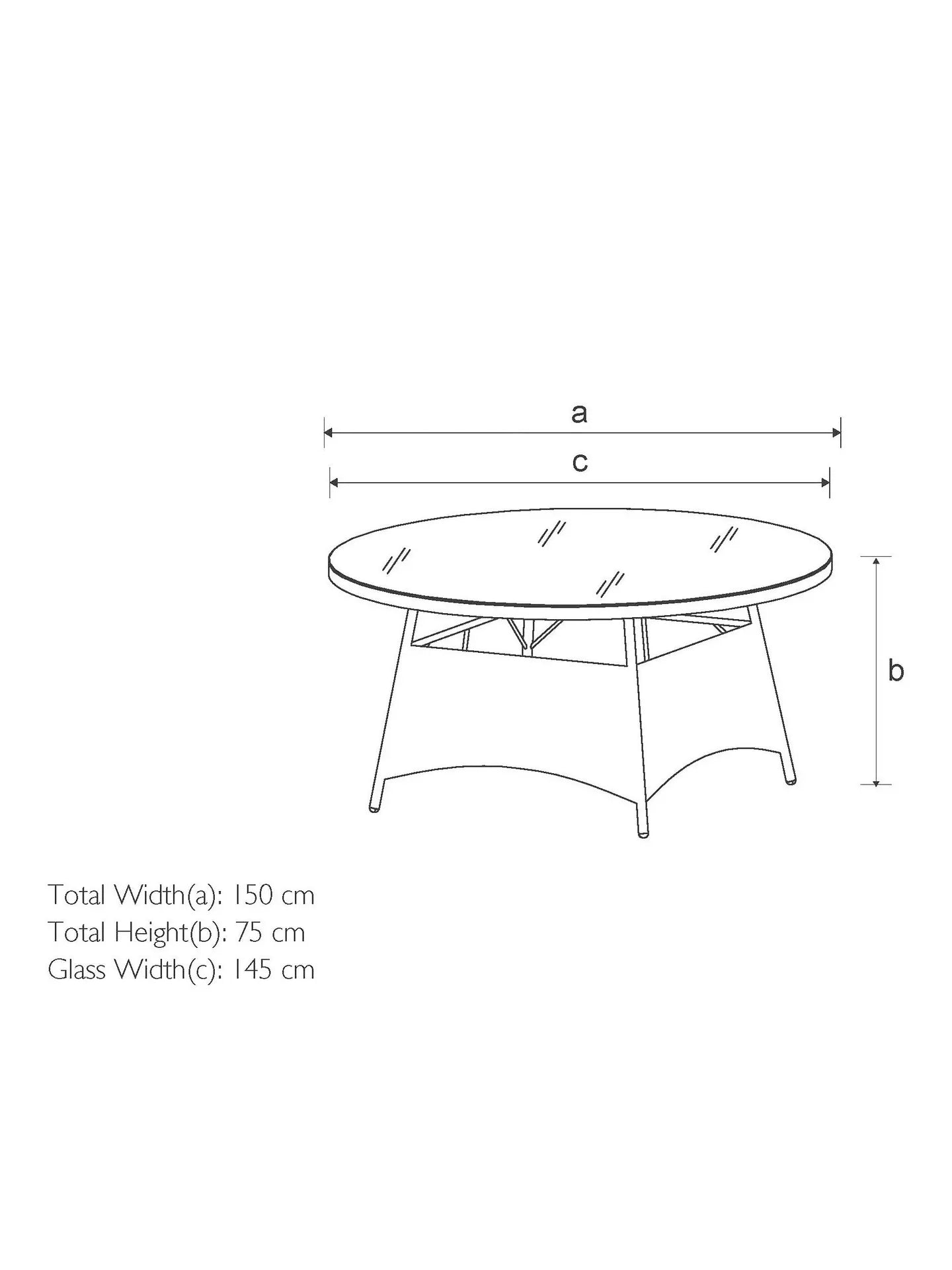John Lewis Rye Woven 6-Seater Round Garden Dining Table, Natural
