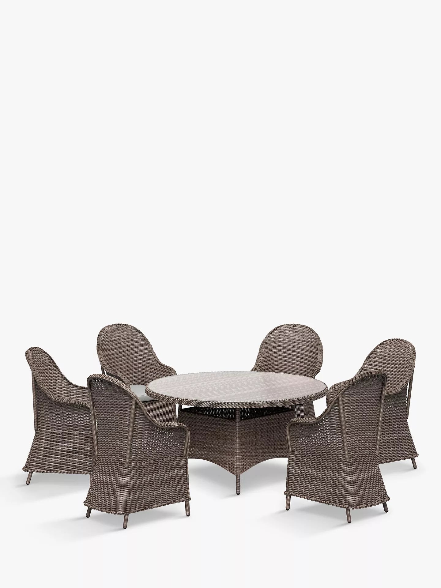 John Lewis Rye Woven 6-Seater Round Garden Dining Table, Natural