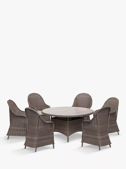 John Lewis Rye Woven 6-Seater Round Garden Dining Table, Natural