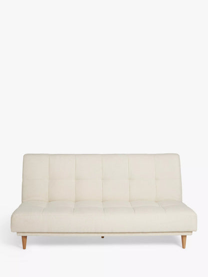 John Lewis Linear Medium 2 Seater Sofa Bed, Light Leg, Cream Boucle
