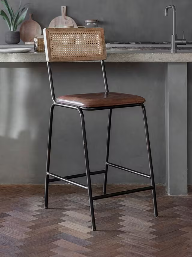 nkuku Iswa Counter Chair, Aged Tan
